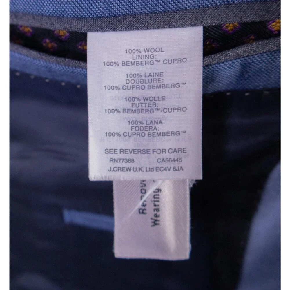 J.Crew Ludlow Tollegno 1900 Sz 38R Wool Sport Coat Blue Two Button Jacket